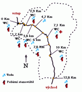 Mini mapa soutěsky Samaria je na zadní straně každé vstupenky